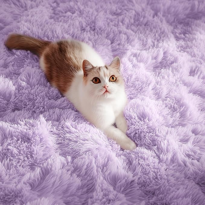 Fluffy Soft Purple Rug 5' x 7' Rug, Shaggy Rugs - Image 3