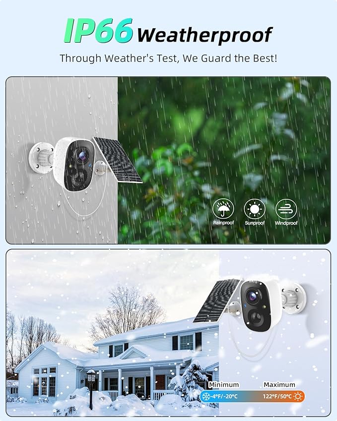 MaxiViz Solar Camera Outdoor Wireless, 2.4G Wi-Fi Security Camera with AI Motion Detection, Cameras for Home Security, 2K Color Night Vision, 2-Way Talk, IP66 Weatherproof, Cloud/SD Storage, 2 Packs
