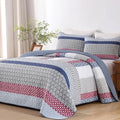 WONGS BEDDING Queen Size Quilt Set, Boho Striped Patchwork Bedspread | 3 Pieces by WONGSBEDDING