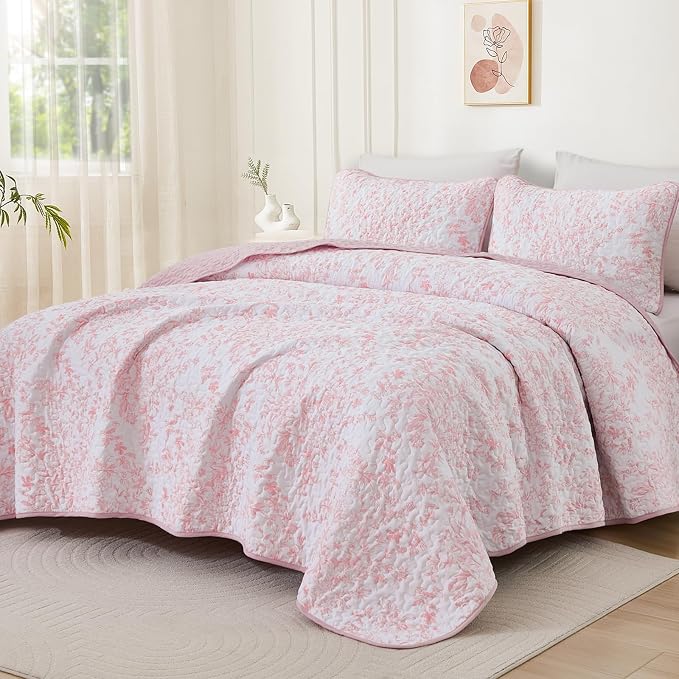 WONGS BEDDING Botanical Queen Quilt Bedding Set, 3 Pieces Bedspread, Polyester - Image 8