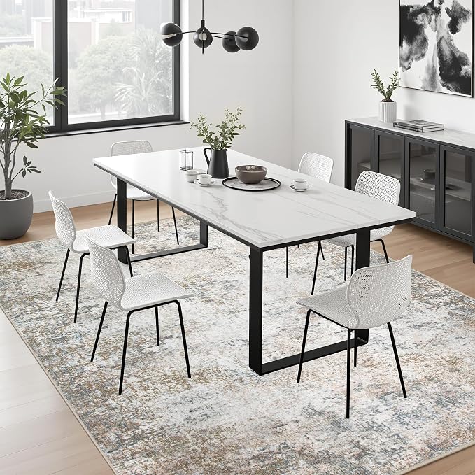 9x12 Area Rug Living Room Rug: Washable Modern Abstract Soft Thin Rug Indoor - Image 5