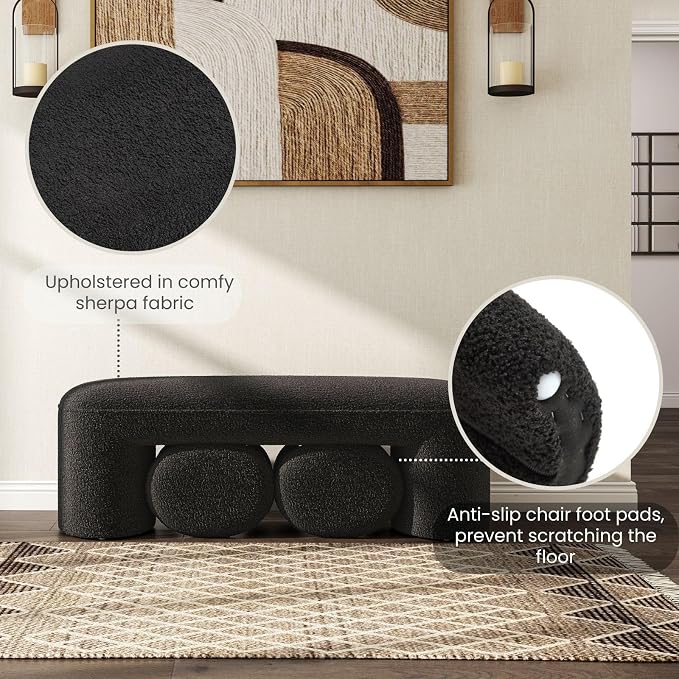 3-Piece Nesting Ottoman Bench Set，53" Long Upholstered End of Bed Bench - Image 3