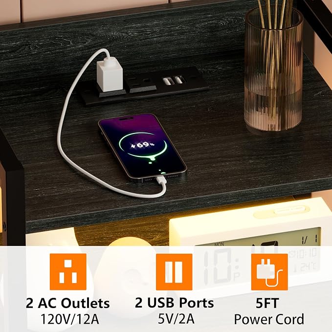 Nightstand with Charging Station, 5 Drawers Dresser - Image 5