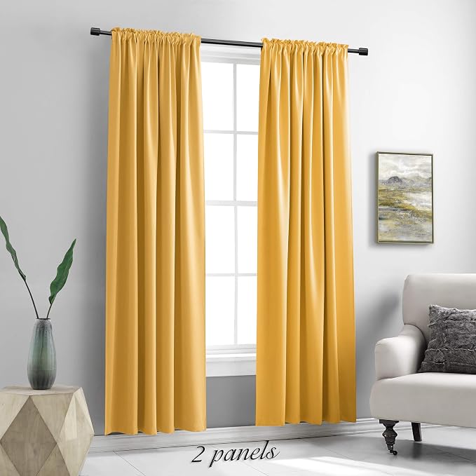 Gold Yellow Blackout Thermal Insulated Curtain Panels - Image 2