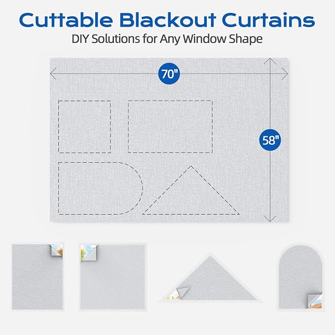 Linen Blackout Curtains for Bedroom, Temporary Blackout Shades - Image 4
