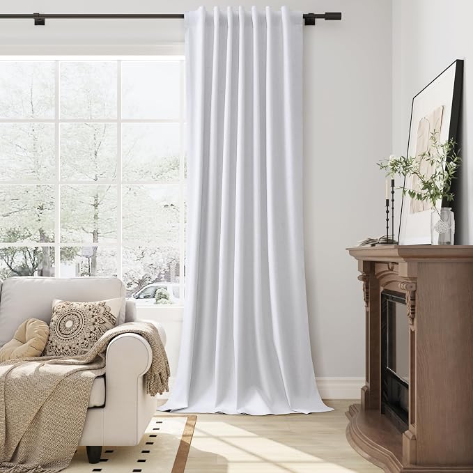 Beige White Linen 100% Blackout Curtains - Image 6