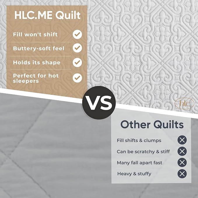 HLC.ME Lorenzo - 3 Piece Bedspread King Size Beige Quilt Bedding Set, - Image 8