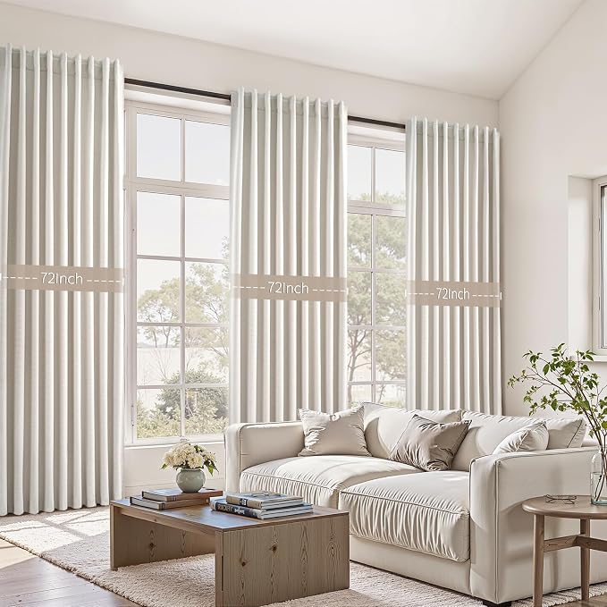 Cream Birch Blackout Curtains 72 Inches Extra Wide - Image 2