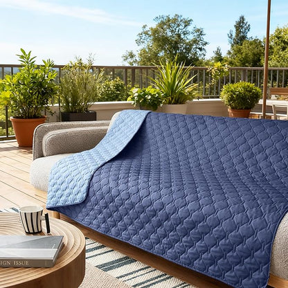 gogobunny 100% Double Sided Waterproof Dog Blanket Soft Pet Bed Cover Reversible Protect Furniture Couch Sofa Car for Puppy Large Dog Cat (Dark Navy/Light Navy, 68x82 Inch (Pack of 1))