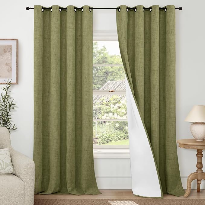 Linen Blackout Curtains for Living Room by Lajode