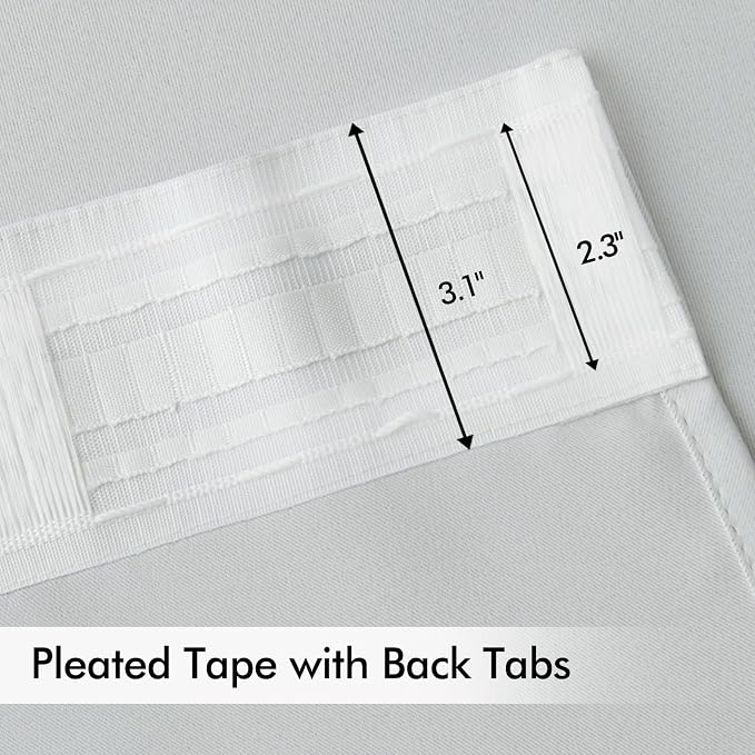 MIULEE Greyish White Back Tab Blackout Curtains 52x63 Inches Long 2 Panels | - Image 4