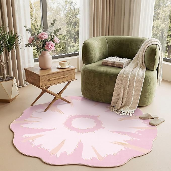 Latte&Fog 4ft Pink Round Area Rug - Image 3