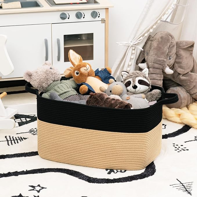Goodpick Large Woven Blanket Basket, Bedroom & Nursery Organization, Reinforced - Image 4