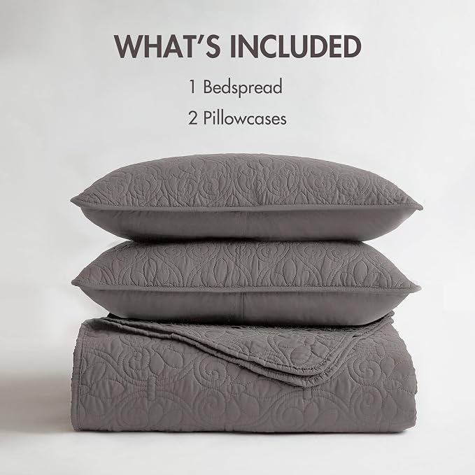 Madison Park Full Quilt Bedding Set, Cottage-Inspired Damask, Classic Stitch - Image 9