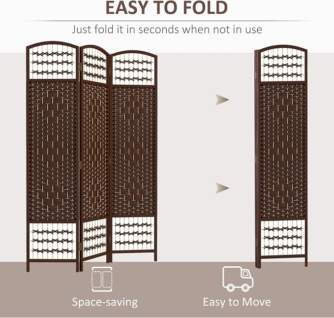 HOMCOM 3 Panel Room Divider, Folding Privacy Screen, Wave Fiber Freestanding - Image 3