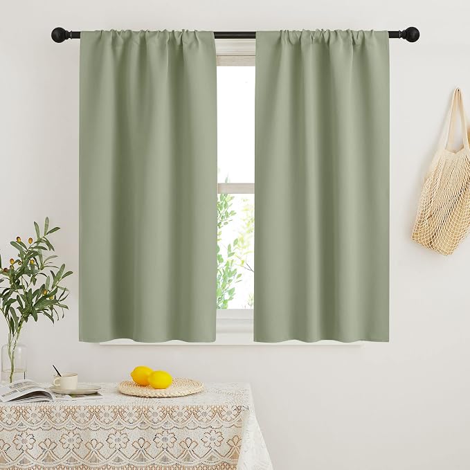 RYB HOME Blackout French Door Window Curtain Coverings, Rod Pocket | Thermal by RYBHOME