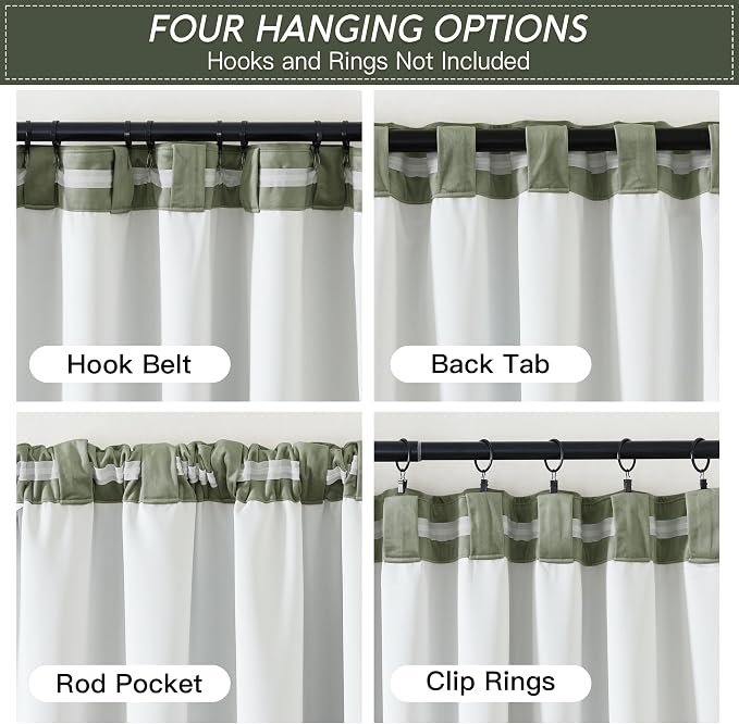 RYB HOME Sage Green Velvet Blackout Curtains 84 inches, Room Darkening Thermal - Image 2