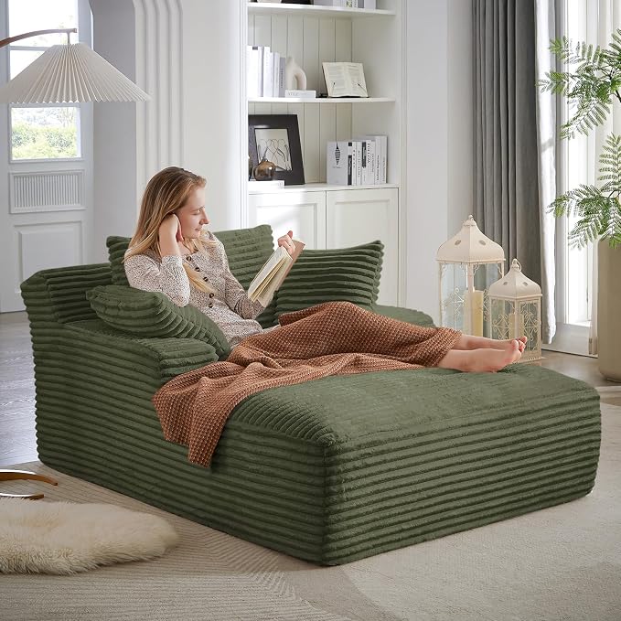Oversized Chaise Lounge Chair Indoor, Comfy Fluffy Cloud Couch, Modern Deep by JEEOHEY