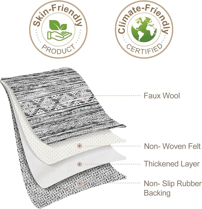 Nakagishi Boho 5x7 Area Rug Living Room Rugs Machine Washable Black White | Soft - Image 9