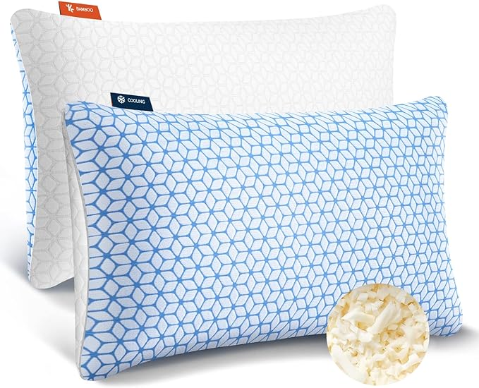 Firm Pillows Standard Size for Bed Shredded Memory Foam Pillows Adjustable, Cooling Pillow Soft and Supportive for Side Back Stomach Sleepers