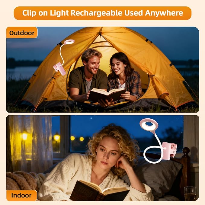 Akynite Clip on Light LED Desk Lamp 5 Brightness+5 Colors Rechargeable Lamp | - Image 7