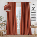 MIULEE 100% Blackout Fall Linen Curtains & Drapes W52 x L84 Inch Terracotta | 2 by MIULEE