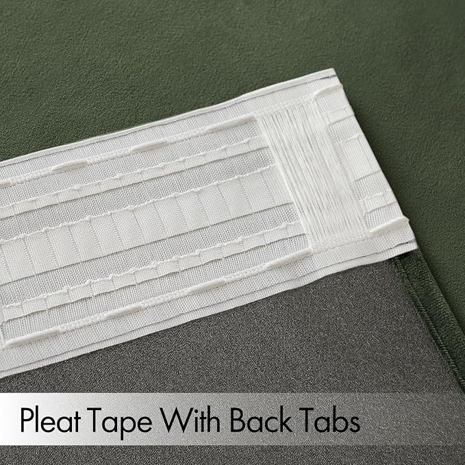 MIULEE Olive Velvet Pinch Pleat Blackout Curtains W52 X L108 Inches | 2 Panels - Image 3
