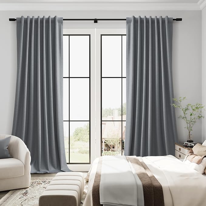 Grey Linen 100% Blackout Curtains - Image 5