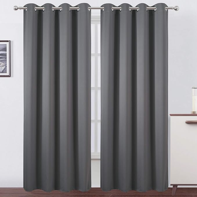 Grey Blackout Curtains/52 x 108 Inch/Set of 2 Panels Thermal Insulated Room by Lemomo