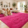 5x8 Hot Pink Shag Area Rug for Living Room, Fluffy Plush Carpet | Non-Slip by Junhejiamei