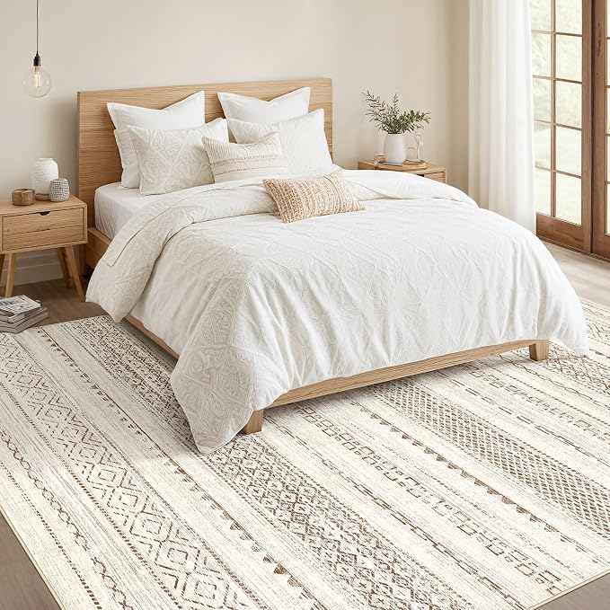 Nakagishi Boho 5x7 Area Rug Living Room Rugs Machine Washable Brown | Soft - Image 5