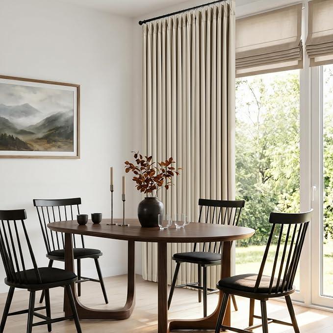Oatmeal Beige Extra Wide Blackout 60 x 84 Inch Pinch Pleat Curtains 1 Panel | - Image 6