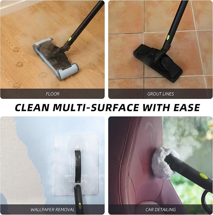 GOATCLEAN Steam Cleaner, Power Steamer for Chemical-Free Home Cleaning, 22-Piece Accessory, Multipurpose Floor Cleaner for Grout, Kitchen, Bathroom, Car, Upholstery, 16ft Cord, High Temperature