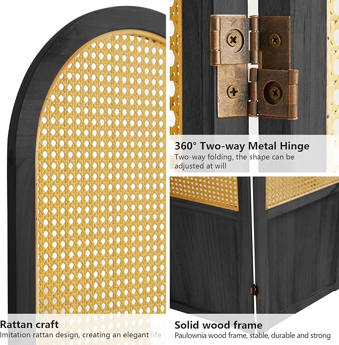 Rattan Room Divider, 6 Panel Folding Room Screen Divider, Foldable Room - Image 4