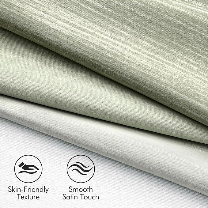 MIULEE Sage Green and Greyish White Ombre Blackout Curtains 52Wx63L | Full Room - Image 4