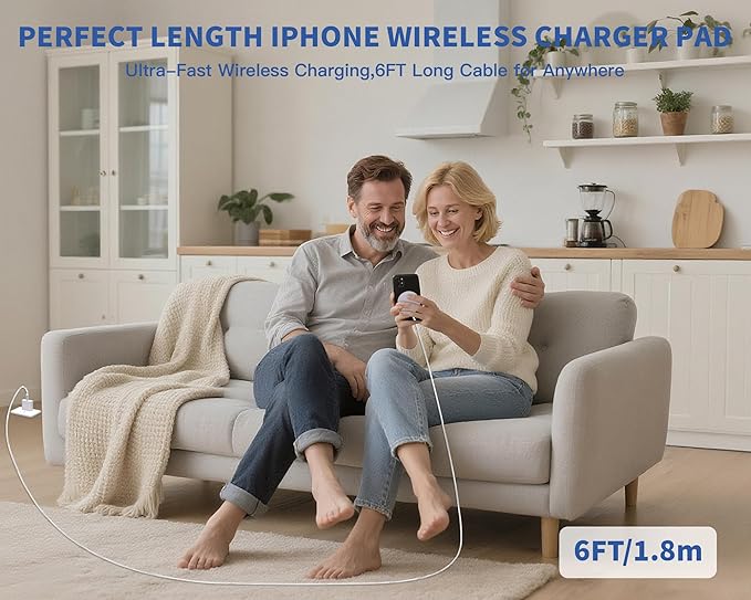 [Apple MFi Certified]25W Magnetic Wireless Charger for iPhone,Qi2.2 Certified 6FT Fast Apple MagSafe Charger Wireless Charging Pad for iPhone 17/17Air/16 ProMax/15 ProMax/14/13/12/AirPods3/2/Pro/Pro2