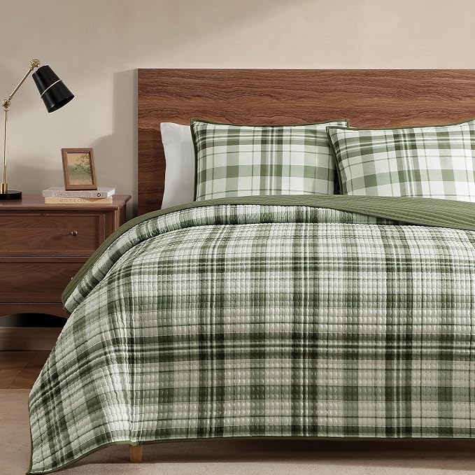 Queen Quilt-Lightweight Bedspread Plaid Quilt Queen Size Quilt Bedding Set | - Image 9