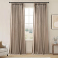 Topfinel Extra Long 100% Blackout Brown Linen Curtains 105 Inches Long by Topfinel