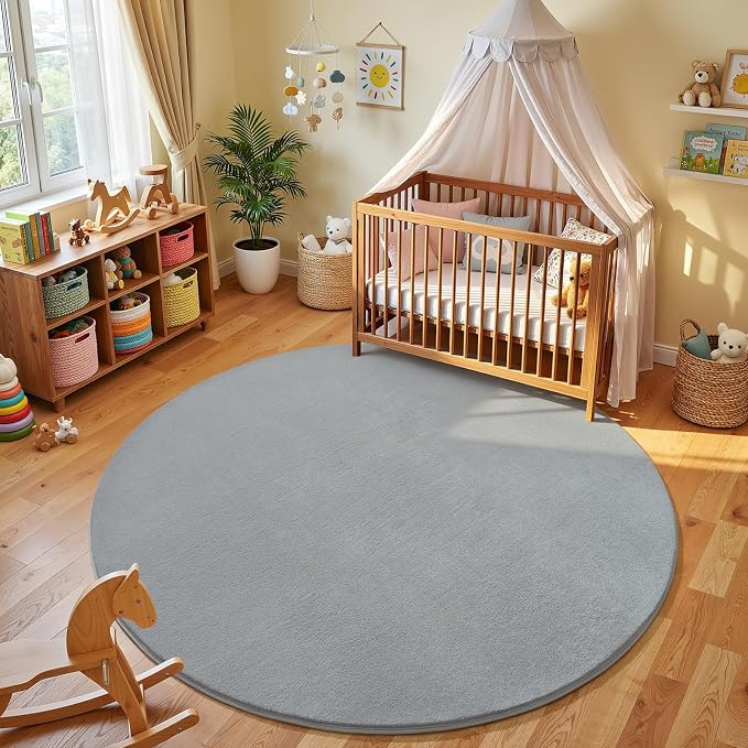 Grey Round Area Rugs 4ft Circle Rugs - Image 2