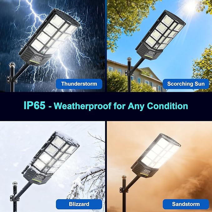 Lorrtta Solar Lights Outdoor Waterproof, 22 Inch Solar Street Light with 380 Ultra Bright 5730 LED, Solar Dusk to Dawn Lights with Remote Control, IP65 Motion Lights for Outside, Parking Lot (2 Pack)