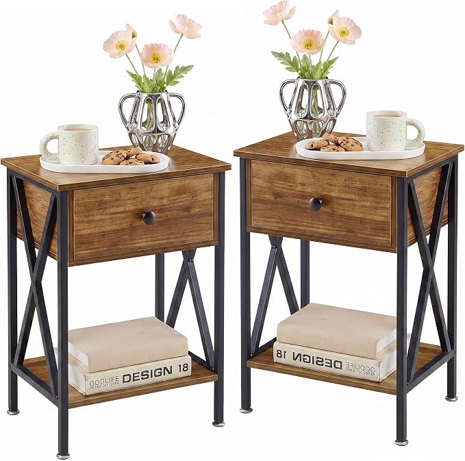 VECELO Nightstands Set of 2, Modern Bedside End Tables, Night Stands by VECELO