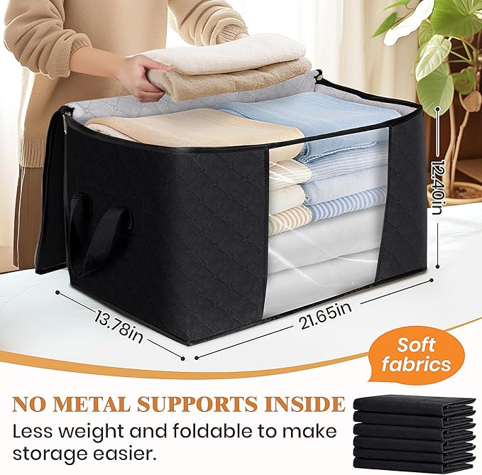 6 Pack Storage Bags for Clothes Blanket Storage Bins - Image 2