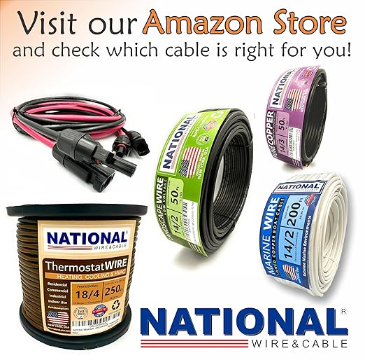 NATIONAL Wire&Cable - 12/2 Audiophile Speaker Wire (1000 Feet) 12AWG Gauge - Made in USA - in Wall Audio Speaker Wire Cable/CL Rated/ETL Listed / 2 Conductors - Oxygen-Free Copper, White 1000ft
