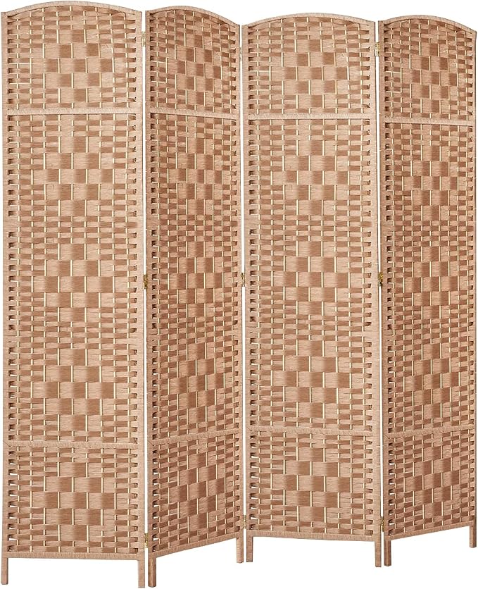 RHF Room Divider Panel, 4Panel Partition Room Dividers, Wall Divider, Natural | by RoseHomeFashion