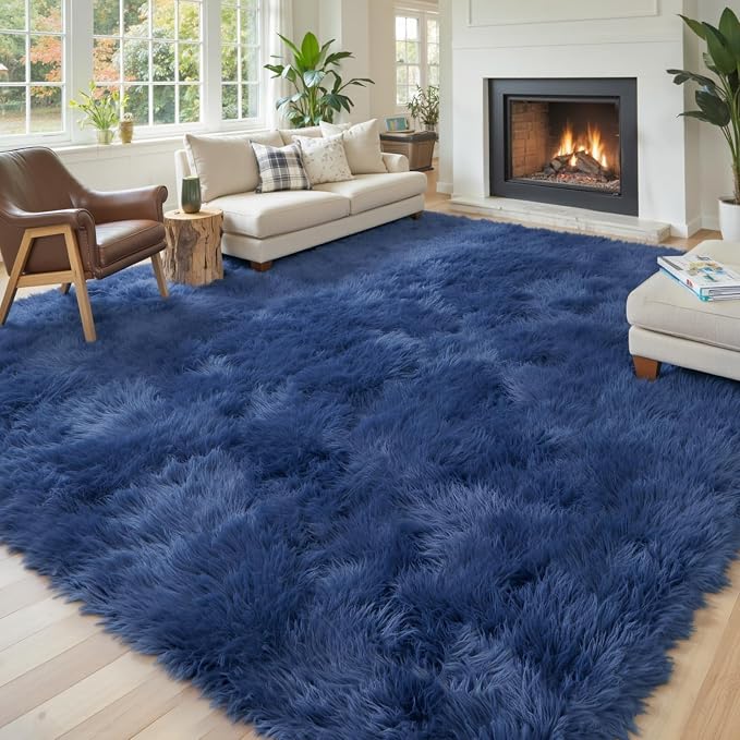 6x9 Shag Area Rug for Living Room, Royal Blue Soft Plush Fluffy Carpet | - Image 5