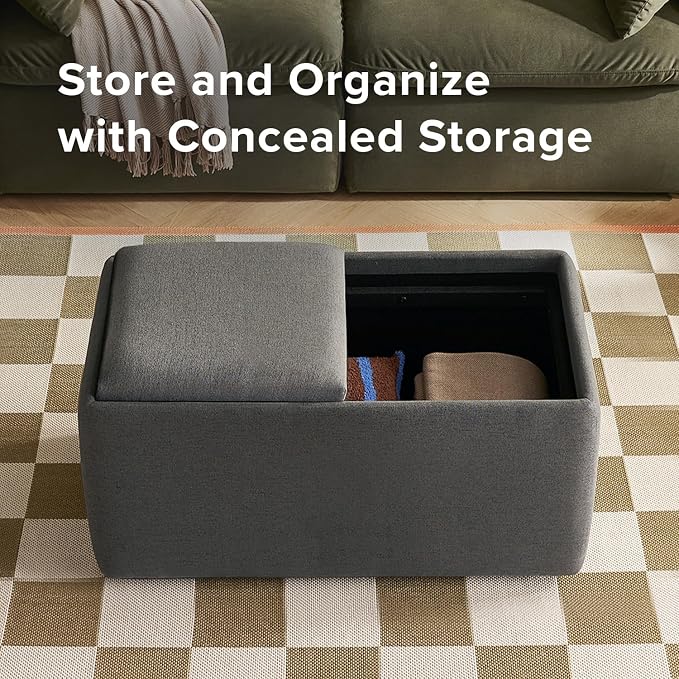 mopio Levi Storage Bench with Reversible Tray, Modern Storage Coffee Table - Image 4
