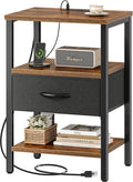 SUPERJARE Nightstand with Charging Station, Bed Side Table with Adjustable by SUPERJARE
