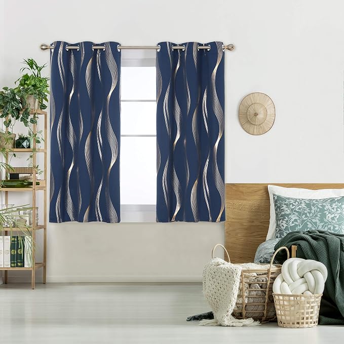 Deconovo Curtains for Living Room, Pattern Blackout Curtains 63 Inches Long | - Image 2