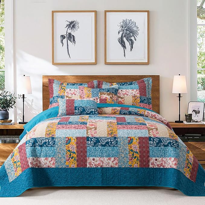 VAPUTAR Cotton California King Size Bedding Set, Farmhouse Bedspread | by VAPUTAR