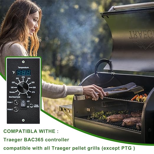 Digital Thermostat Kit Compatible with Traeger Pro 34 20 22 Series Wood Pellet Smoker Grills,Thermometer Control Panel Replacement Parts with Dual Meat Probe BAC365